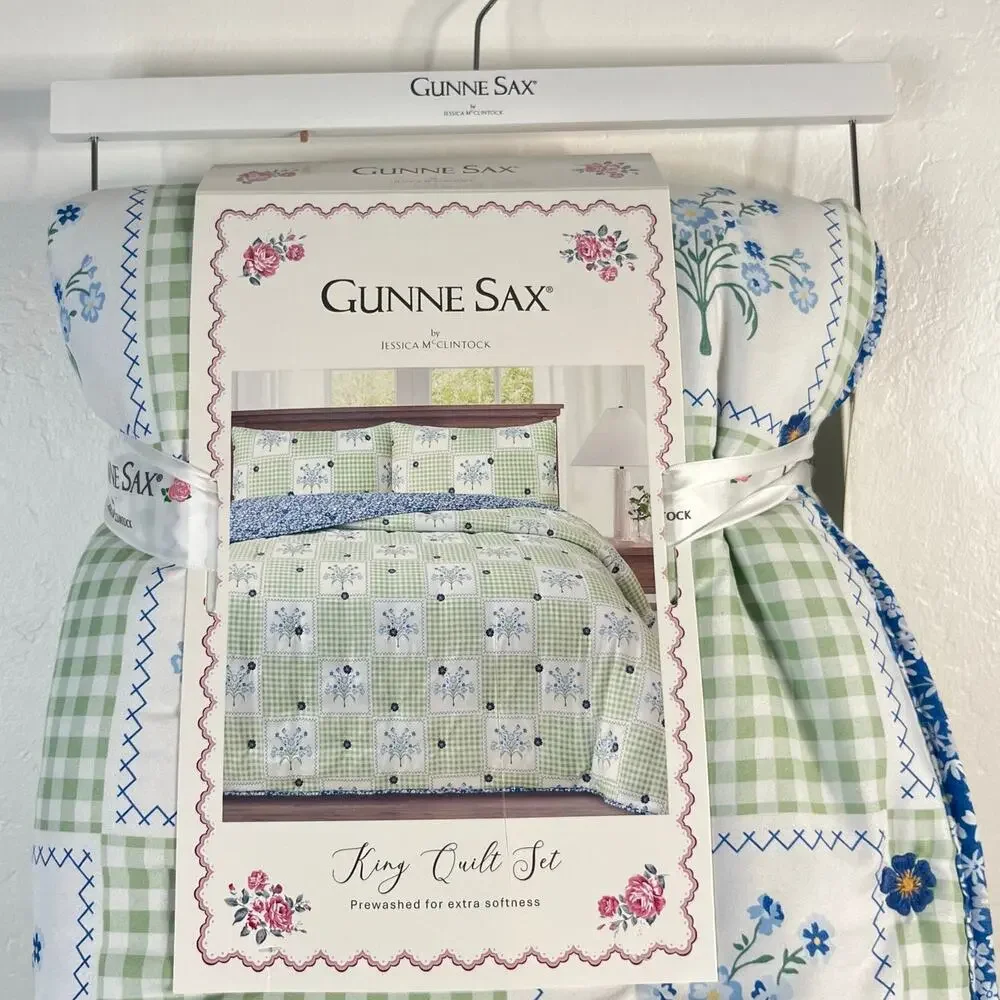 Gunne Sax by Jessica McClintock King Size Quilt Set Shams Floral Cottagecore NWT